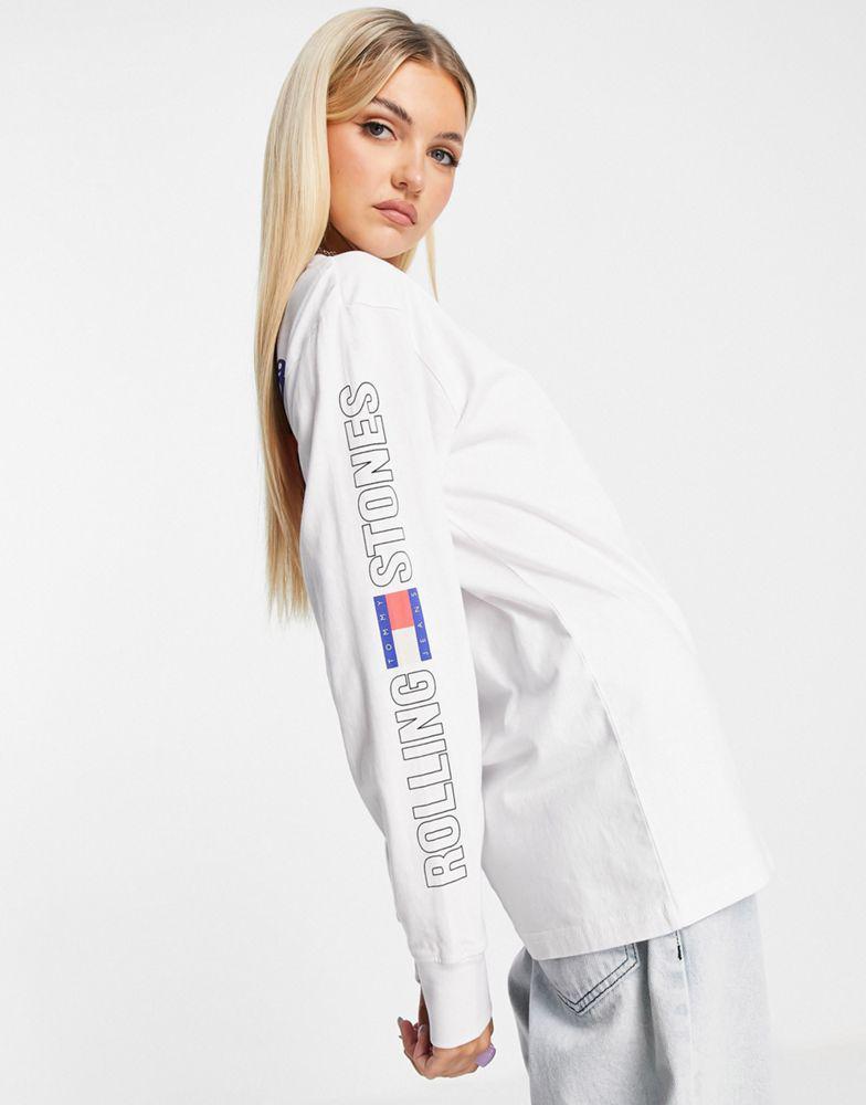 商品Tommy Hilfiger|Tommy Jeans x Music Edition Rolling Stones long sleeve t-shirt in white,价格¥263,第5张图片详细描述