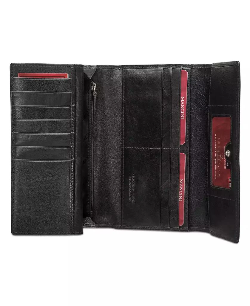 商品Mancini Leather Goods|Equestrian-2 Collection RFID Secure Trifold Checkbook Wallet,价格¥430,第2张图片详细描述