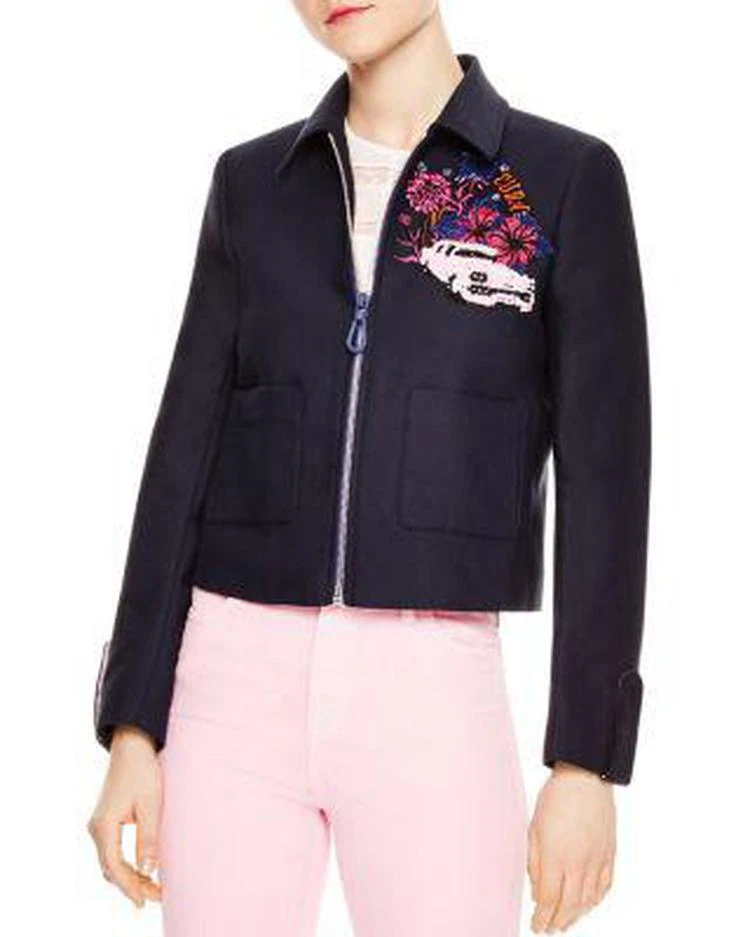 商品Sandro|Loria Cropped Cuba Patch Jacket,价格¥1538,第1张图片
