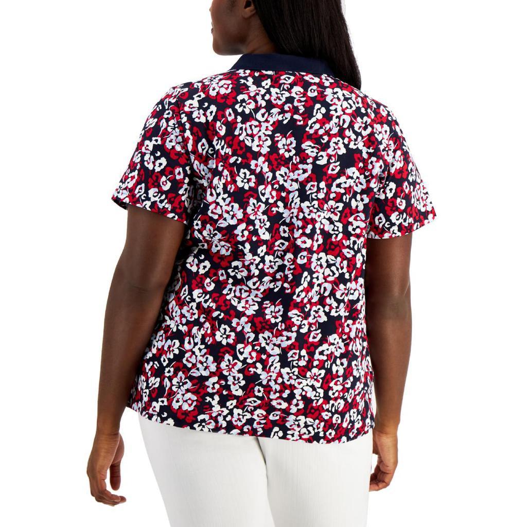 商品Tommy Hilfiger|Tommy Hilfiger Womens Plus Hamilton Floral Cotton Polo Top,价格¥160,第4张图片详细描述