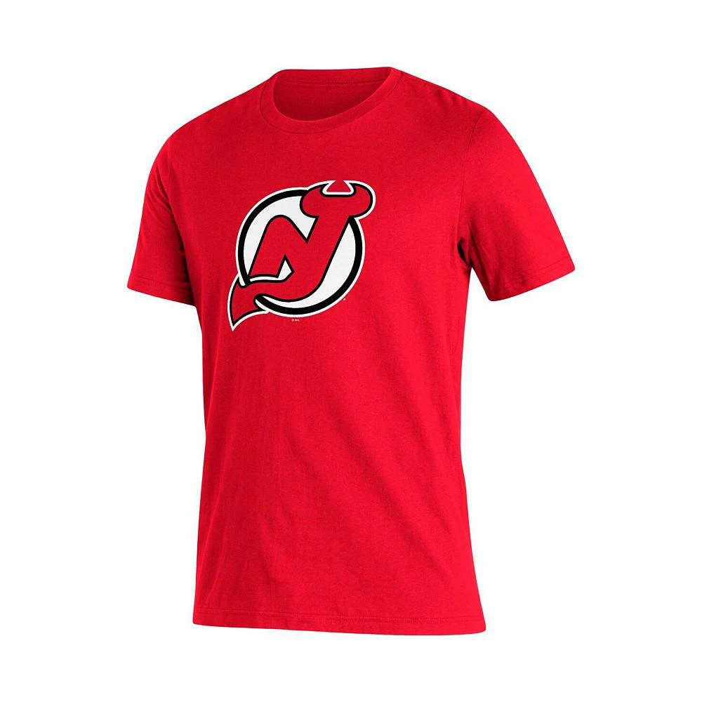 商品Adidas|Men's Jack Hughes Red New Jersey Devils Player Name and Number T-shirt,价格¥188,第2张图片详细描述