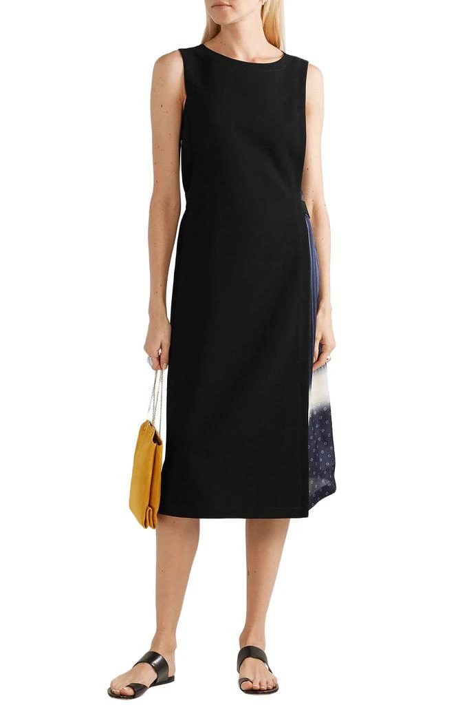 商品Tory Burch|Paneled bonded crepe and printed silk-satin midi dress,价格¥1620,第4张图片详细描述