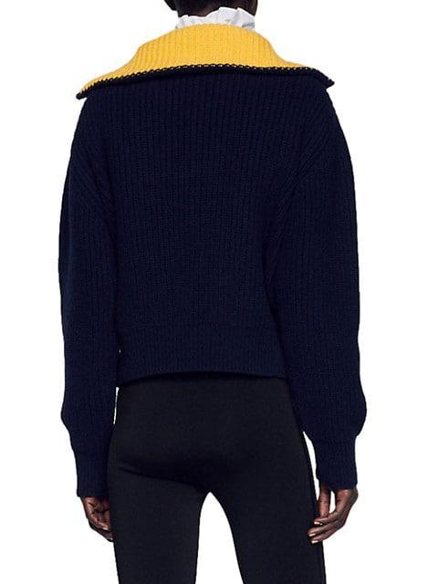 商品Sandro|Tanger Zip-Front Sweater,价格¥1961,第5张图片详细描述