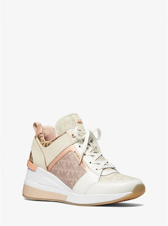 商品Michael Kors|Georgie Color-Block Leather and Logo Jacquard Trainer,价格¥283,第1张图片