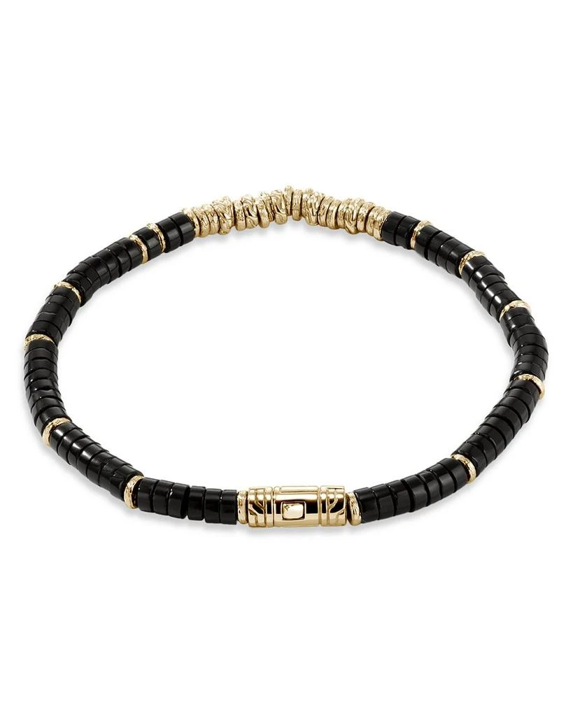 14K Yellow Gold Classic Chain Onyx Heishi Bead Bracelet 商品