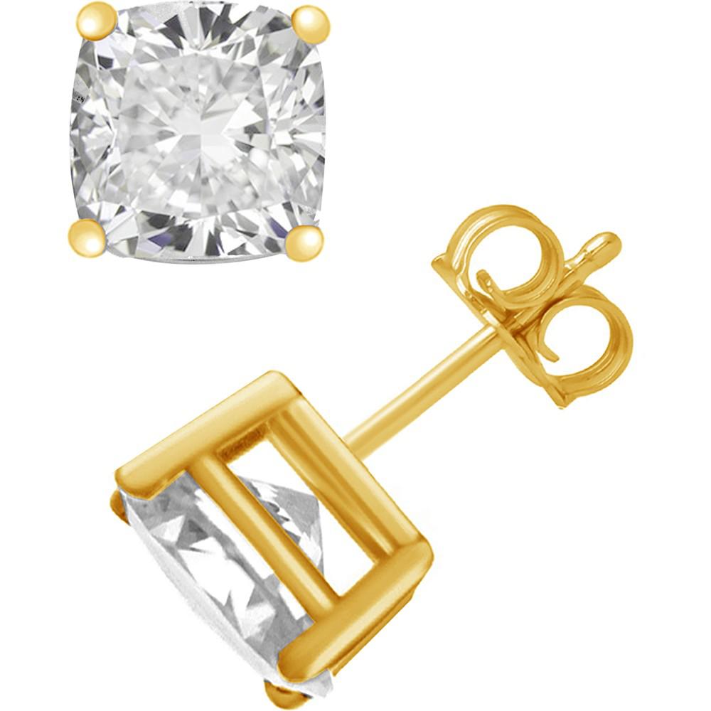 Cubic Zirconia Cushion Stud Earrings in Silver and Gold Plate商品第1张图片规格展示