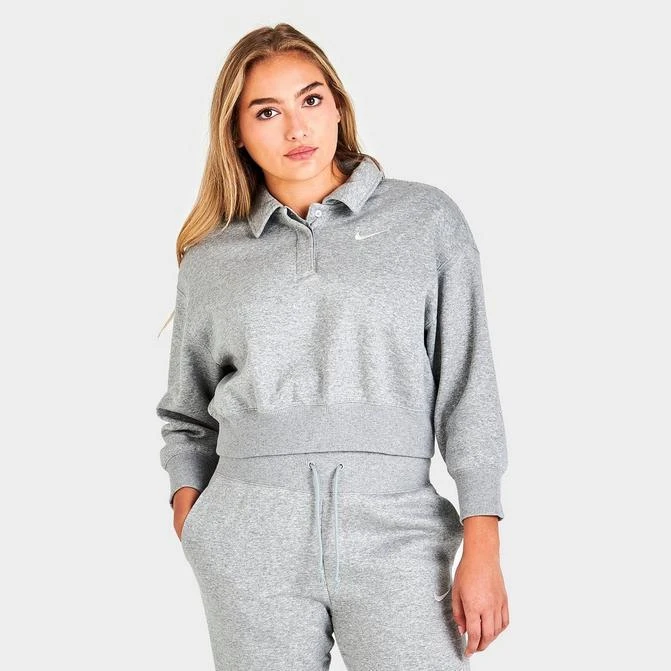 商品NIKE|Women's Nike Sportswear Phoenix Fleece Three-Quarter Sleeve Crop Polo Sweatshirt,价格¥262,第1张图片