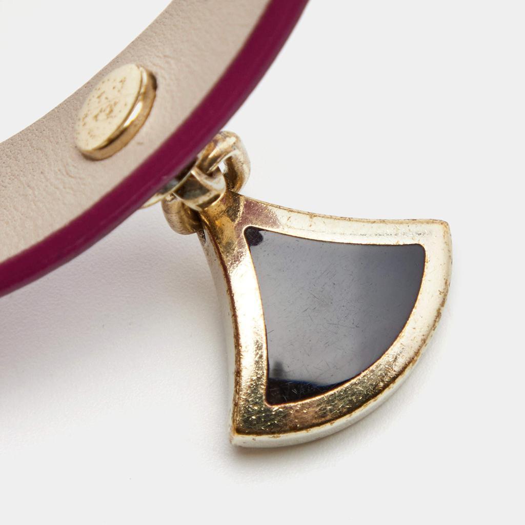 商品[二手商品] BVLGARI|Bvlgari Diva's Dream Pink Leather Enamel Gold Plated Wrap Bracelet,价格¥1410,第4张图片详细描述