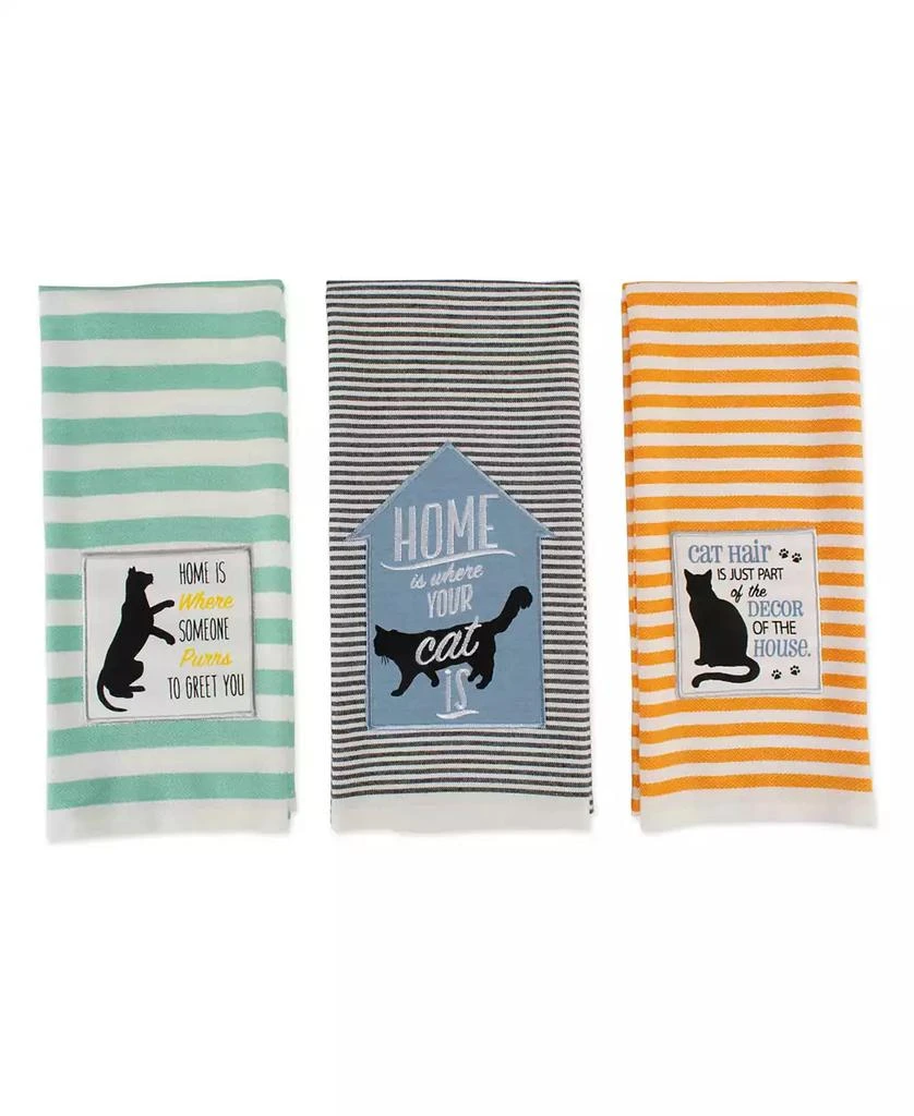 商品Design Imports|Asst Cats Meow Embellished Dishtowel Set of 3,价格¥387,第1张图片
