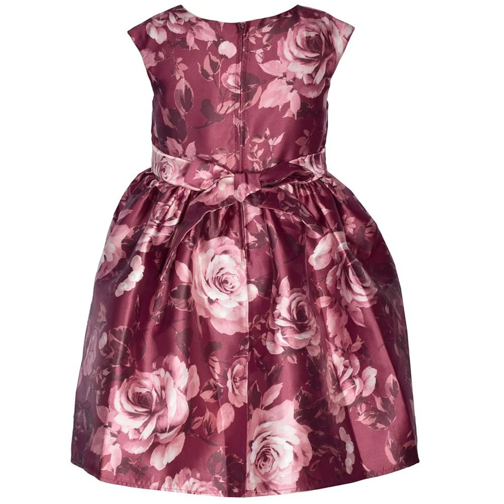 商品Bonnie Jean|Little Girls Short Sleeved Floral Mikado Bow Front Dress with Cascade Skirt,价格¥442,第2张图片详细描述