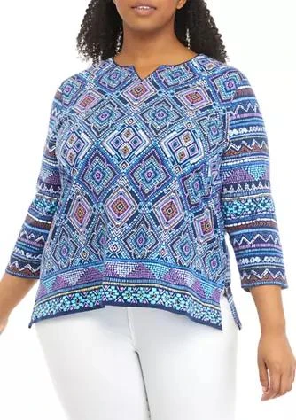 商品Alfred Dunner|Dunner Plus Size Diamond Print Knit Top,价格¥167,第1张图片