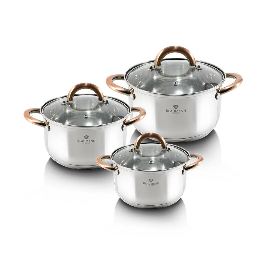 商品Berlinger Haus|6-Piece Stainless Steel Cookware Set Blauman Collection,价格¥869,第1张图片