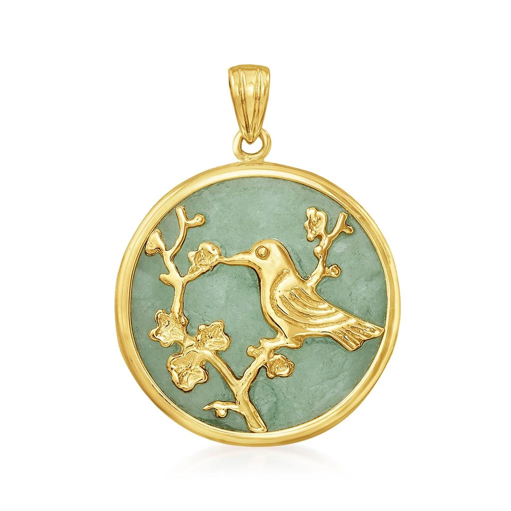 商品Ross-Simons|Ross-Simons Jade Hummingbird Medallion Pendant in 14kt Yellow Gold,价格¥2069,第1张图片
