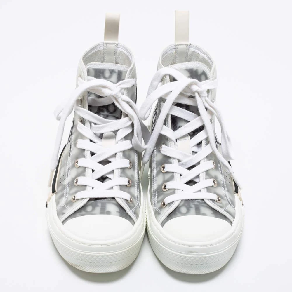 商品[二手商品] Dior|Dior White/Grey Mesh, PVC, Rubber and Oblique Canvas B23 High-Top Sneakers Size 37.5,价格¥5362,第3张图片详细描述