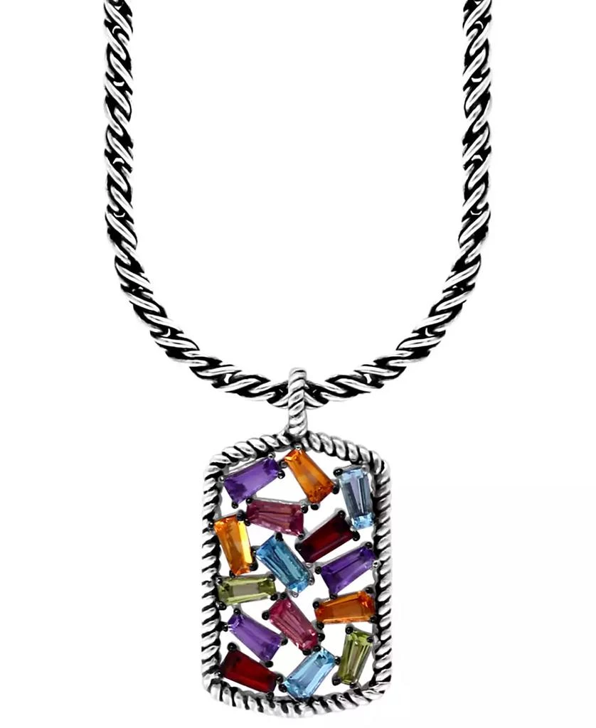 商品Effy|EFFY® Multi-Gemstone Scattered Cluster 18" Pendant Necklace (2-1/20 ct. t.w.) in Sterling Silver,价格¥1350,第3张图片详细描述