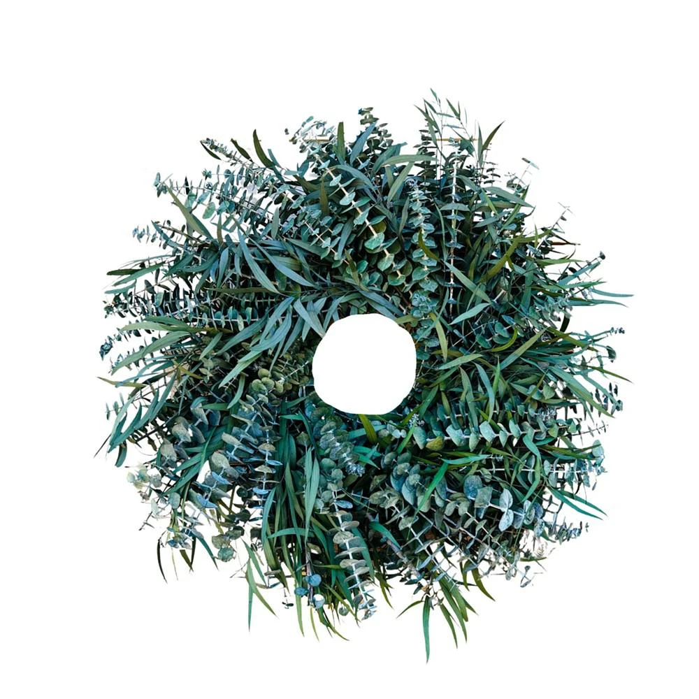 商品GreenishBlu|Baby Blue and Willow Eucalyputs Real Preserved Wreath, 24",价格¥800,第1张图片