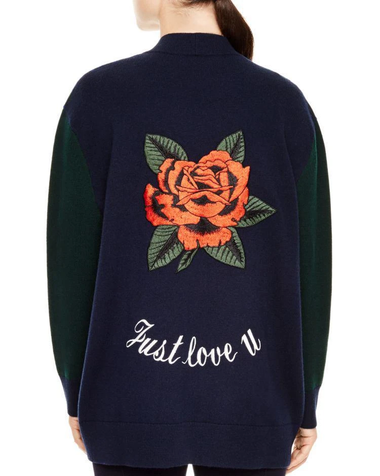 商品Sandro|Clara Check-Pattern "Just Love U" Wool Cardigan,价格¥2110,第2张图片详细描述
