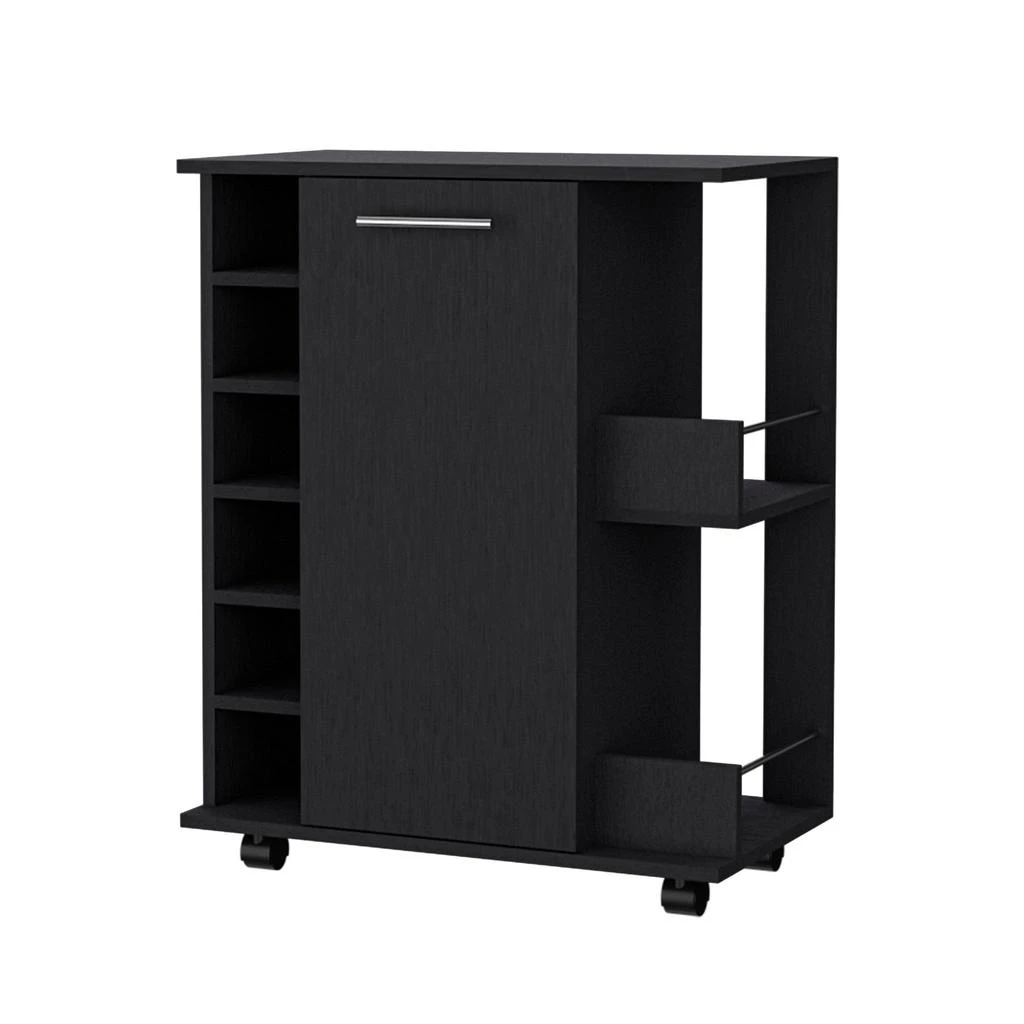 商品Homezia|Black Rolling Bar Cart With Wine Storage,价格¥2118,第1张图片