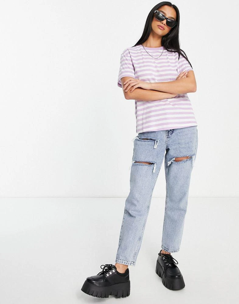 商品Echo Design|ASOS DESIGN Petite ultimate t-shirt in lilac and white stripe,价格¥58,第3张图片详细描述