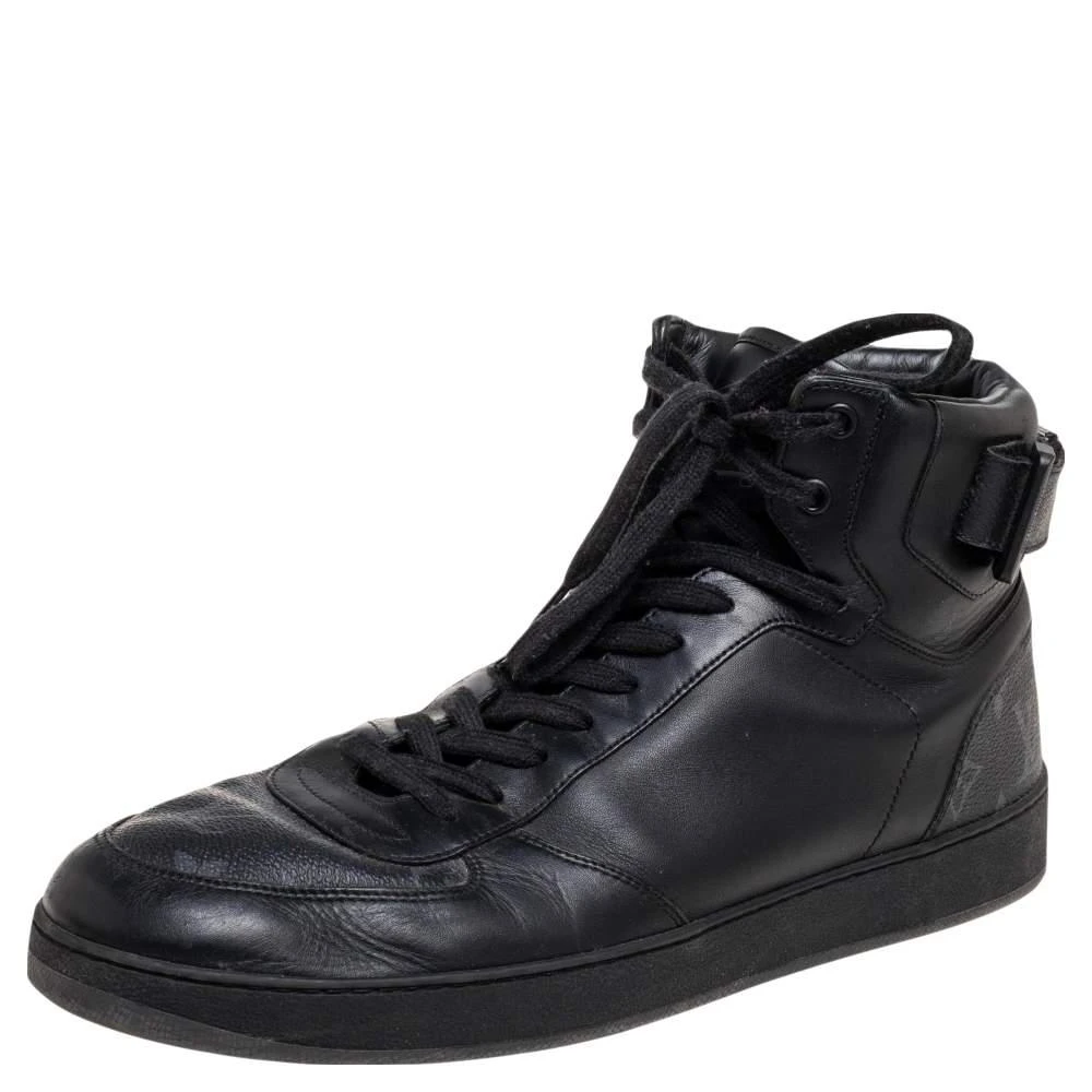 商品[二手商品] Louis Vuitton|Louis Vuitton Black Monogram Canvas and Leather Rivoli Sneaker Boots Size 43.5,价格¥2194,第1张图片