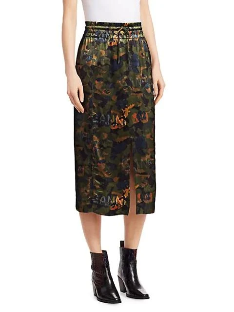 商品Ganni|Floral Print Satin Midi Skirt,价格¥750,第4张图片详细描述