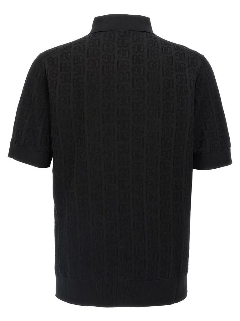 【関税&送料込】Dolce&Gabbana Jacquard Logo Polo Shirt Silk jacquard polo-shirt with DG logo in Black for Men