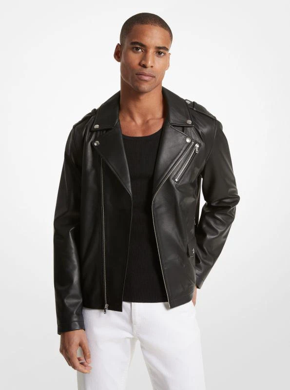 商品Michael Kors|Leather Moto Jacket,价格¥2725,第1张图片