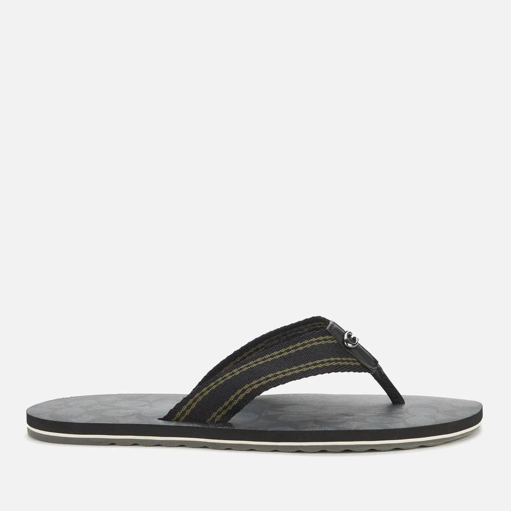 商品Coach|Coach Men's Leather Signature Flip Flops - Charcoal/Black,价格¥334,第1张图片