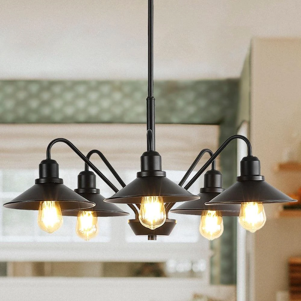 商品JONATHAN Y|Cole 27" 5-Light Metal Farmhouse Industrial LED Chandelier,价格¥1386,第1张图片