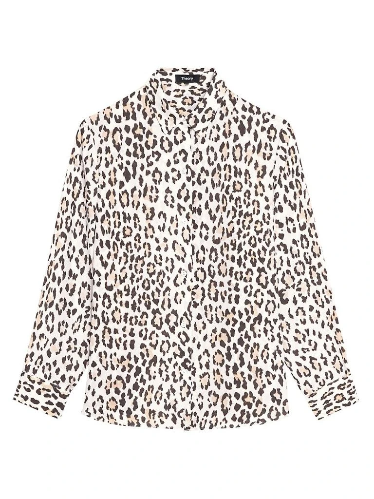 商品Theory|Leopard Long-Sleeve Blouse,价格¥654,第1张图片