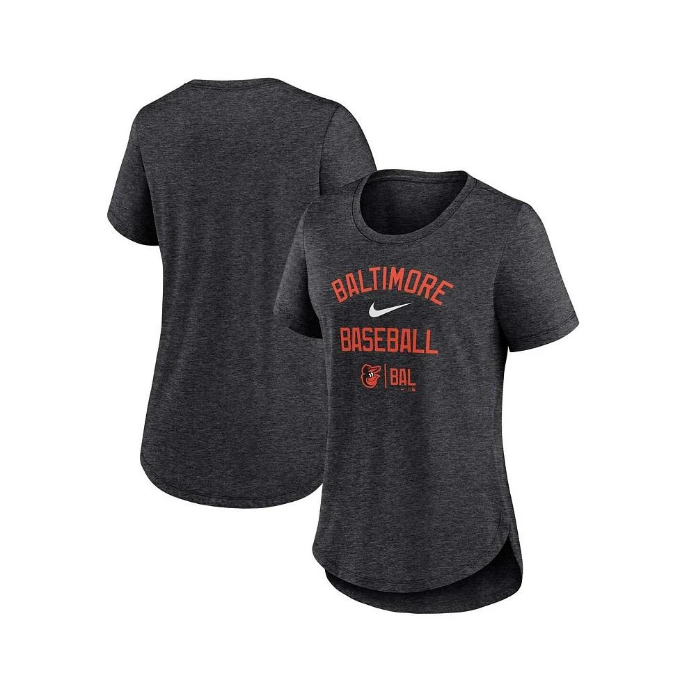 商品NIKE|Women's Heather Charcoal Baltimore Orioles Local Phrase Scoop Neck Tri-Blend T-shirt,价格¥270,第1张图片