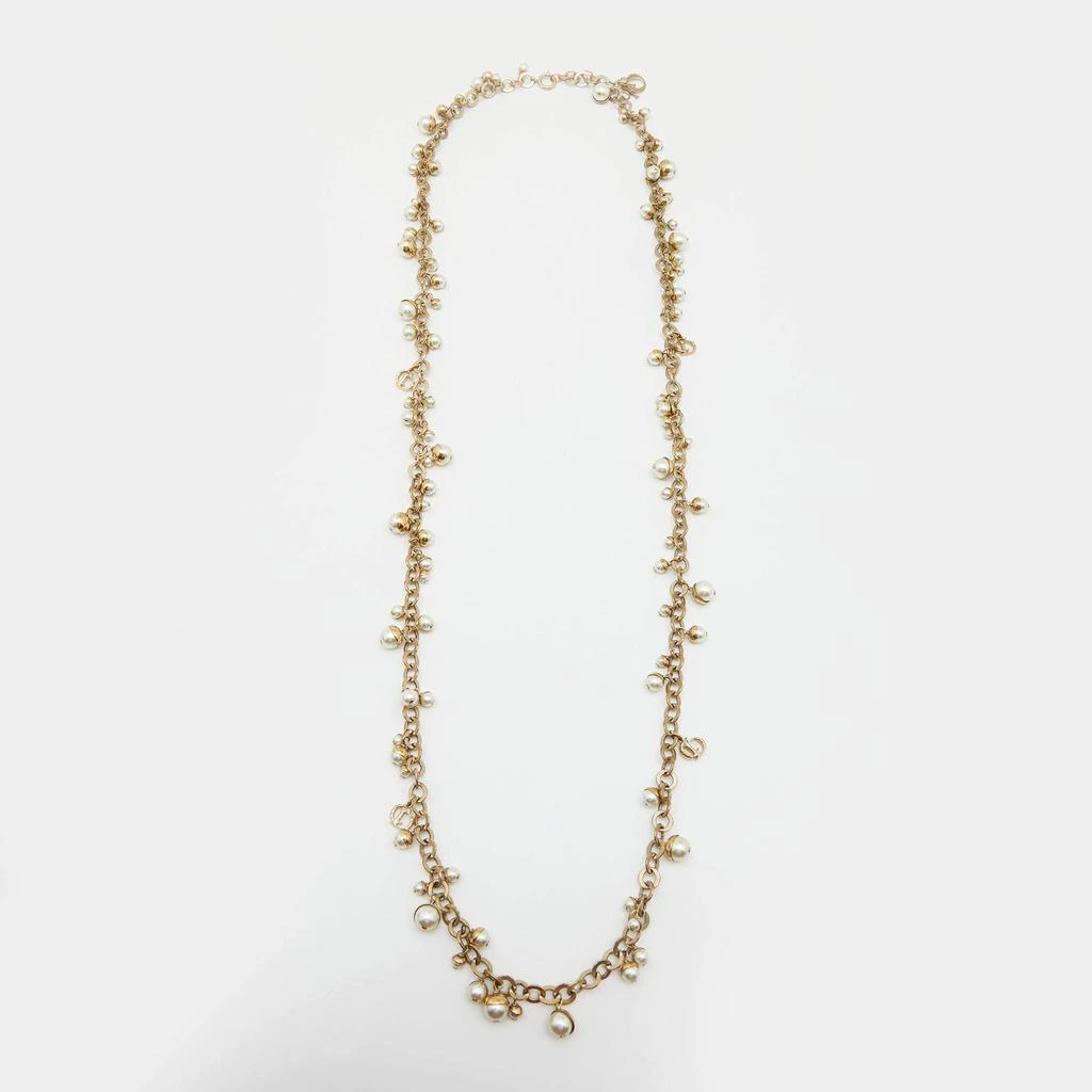 商品[二手商品] Dior|Dior Mise En Dior CD Faux Pearl Gold Tone Long Necklace,价格¥3751,第2张图片详细描述