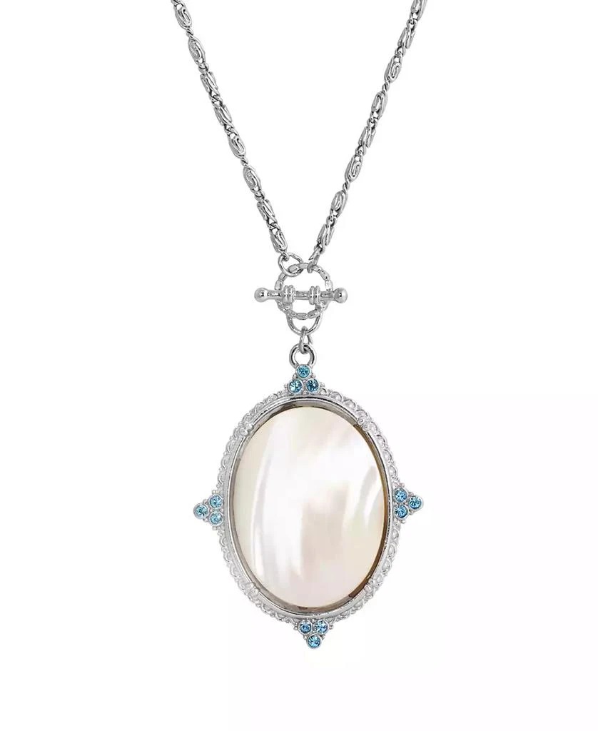 商品2028|Silver-Tone Aqua and Mother of Pearl Necklace,价格¥467,第1张图片