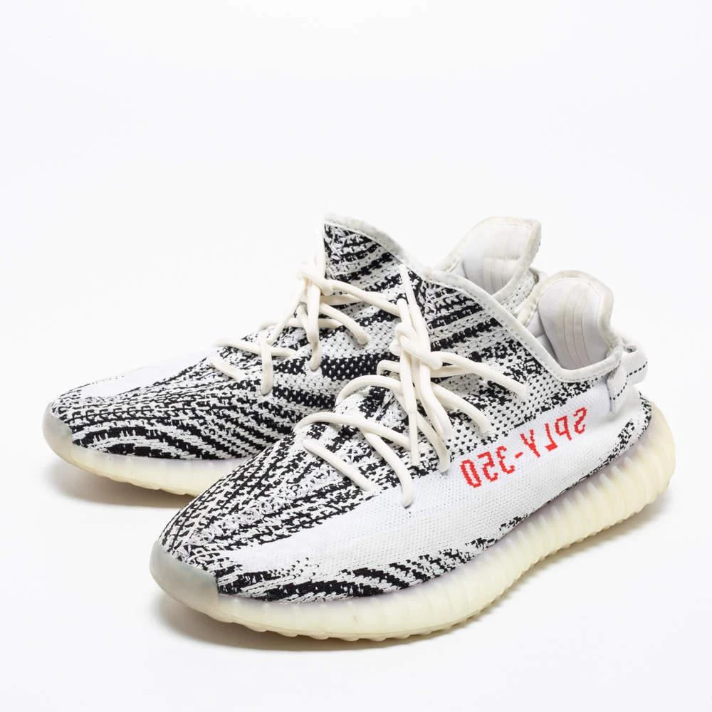 商品[二手商品] YEEZY|  Yeezy x Adidas White/Black Knit Fabric Boost 350 V2 Zebra Sneakers Size 46,价格¥1431,第2张图片详细描述