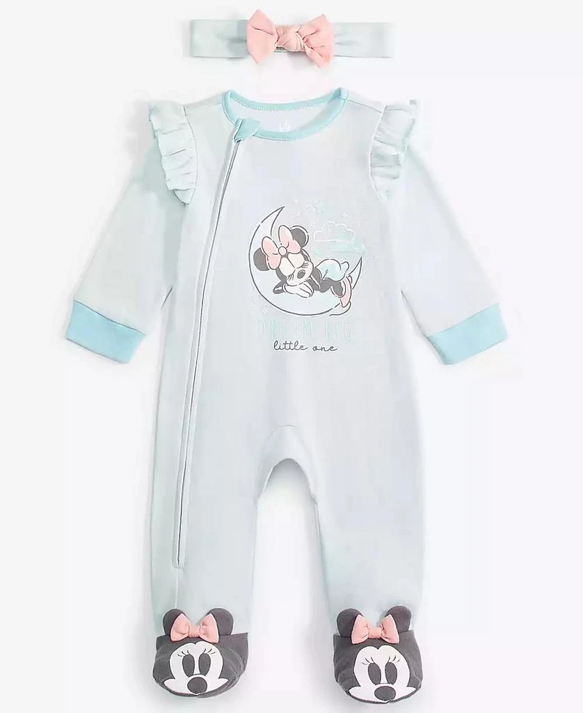 商品Disney|Baby Girls Minnie Mouse Dream Big Coverall and Headband Set,价格¥116,第1张图片