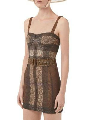 商品Burberry|Belted Lace Bustier Mini Dress,价格¥3879,第1张图片