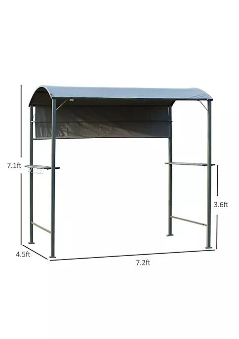商品Outsunny|7Ft Grill Gazebo Bbq Canopy With Sun Shade Panel Side Awning 2 Exterior Serving Shelves 5 Hooks For Patio Lawn Backyard,价格¥2114,第4张图片详细描述