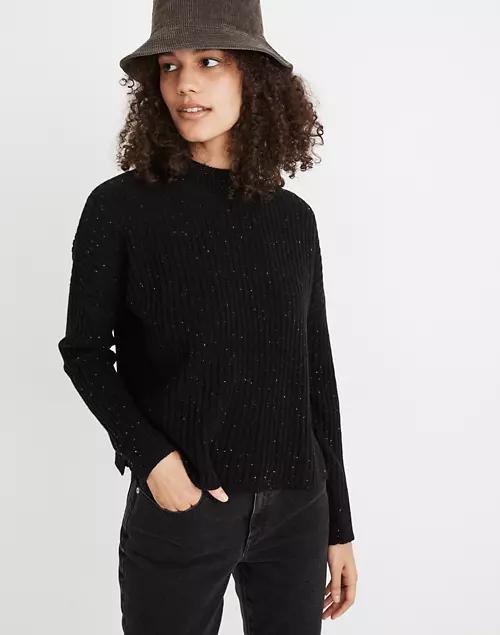 商品Madewell|Donegal (Re)sourced Cashmere Ribbed Mockneck Pullover Sweater,价格¥901,第1张图片