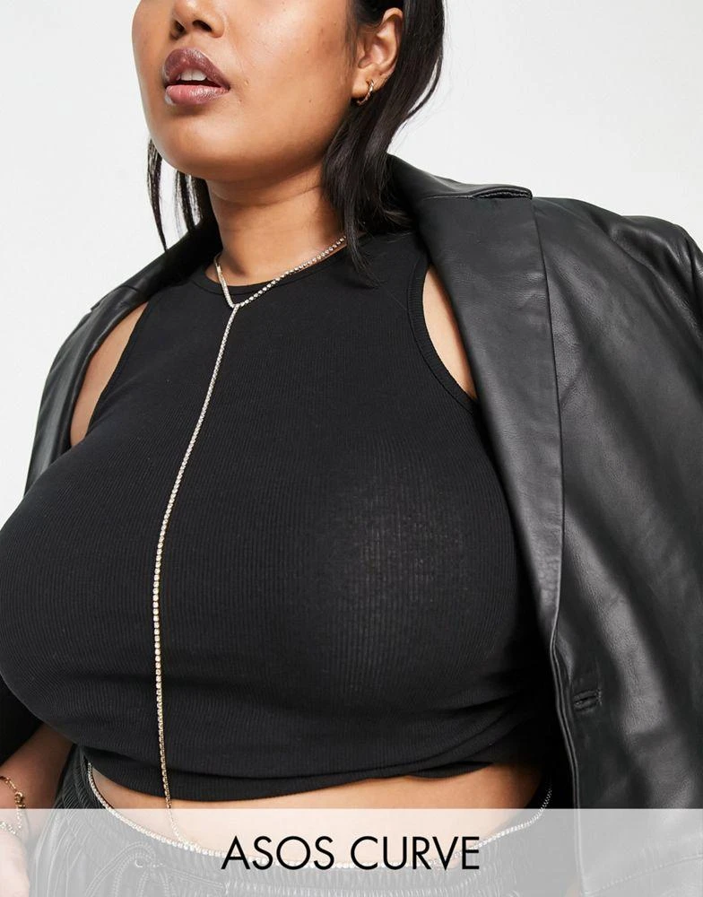 商品ASOS|ASOS DESIGN Curve body chain in crystal cupchain in gold tone,价格¥48,第1张图片