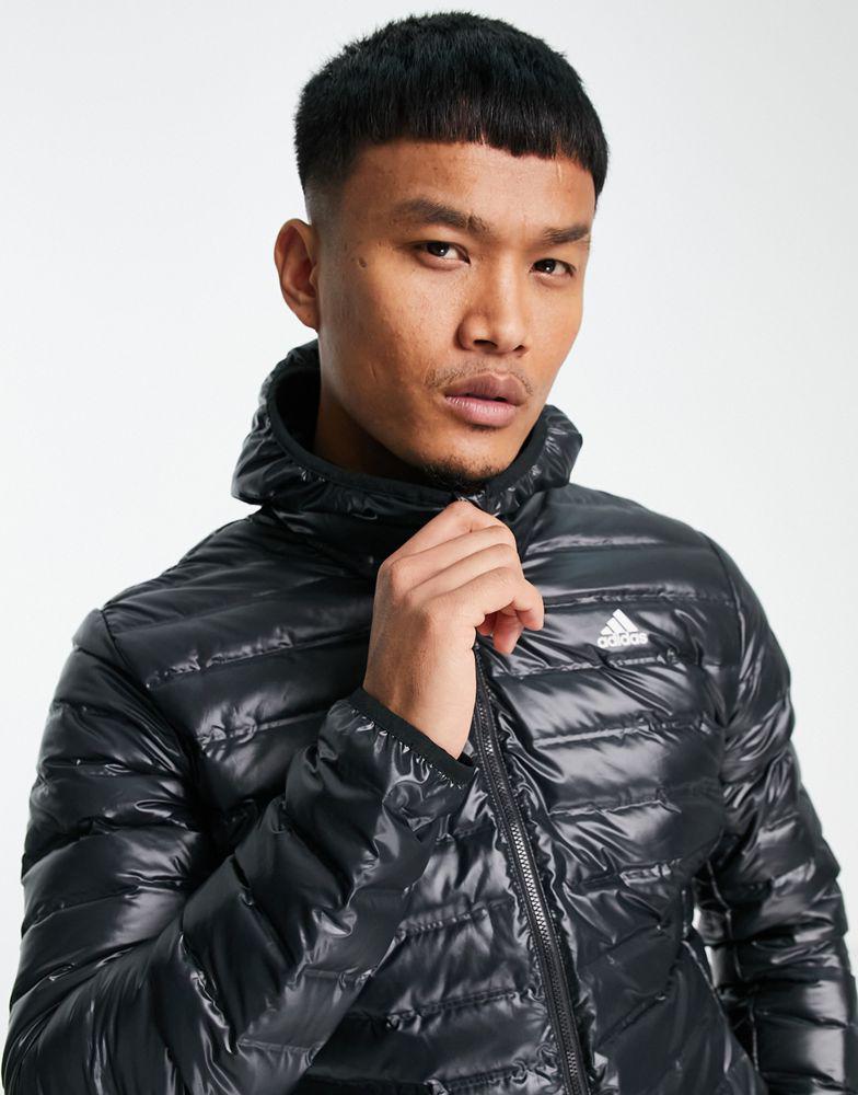 adidas Outdoors hooded down quilted jacket in black商品第4张图片规格展示
