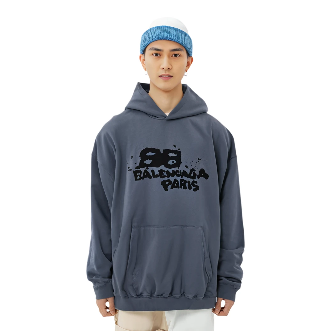 商品[国内直发] Balenciaga|巴黎世家 SS23 Logo图案印花长袖卫衣 男款 蓝色,价格¥5283,第8张图片详细描述