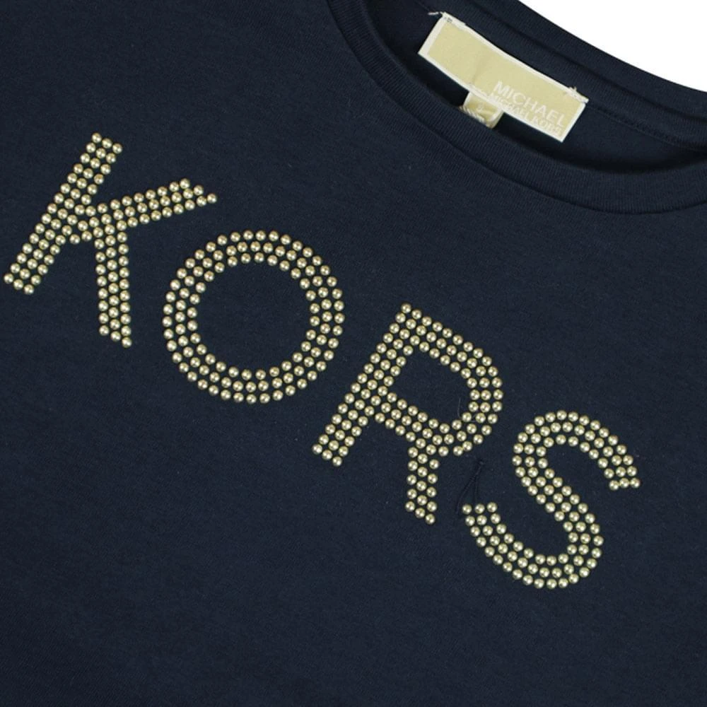 商品Michael Kors|Navy Short Sleeve Studded Logo Cropped T Shirt,价格¥188,第2张图片详细描述