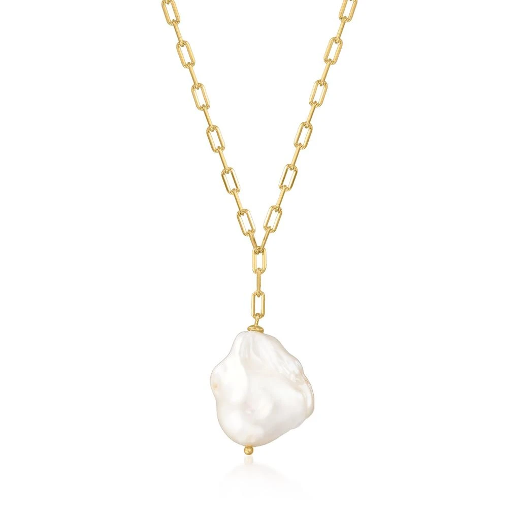 商品Ross-Simons|13-18mm Cultured Baroque Pearl Paper Clip Link Necklace in 18kt Gold Over Sterling,价格¥710,第1张图片