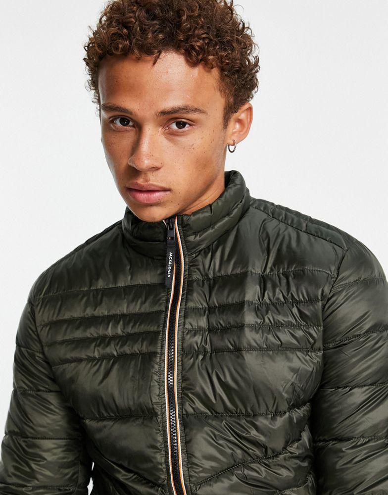 商品Jack & Jones|Jack & Jones Essentials padded jacket with stand collar in khaki,价格¥284,第6张图片详细描述