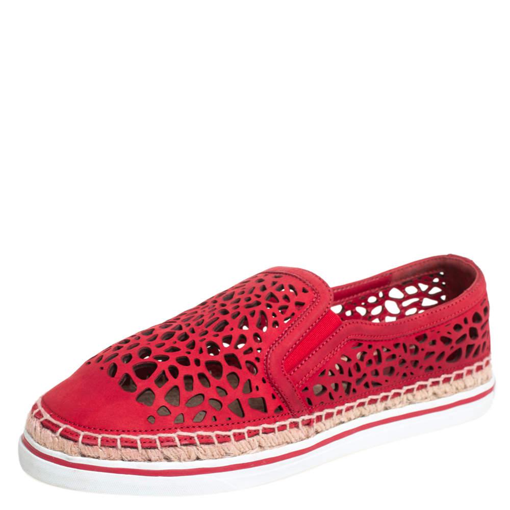 Jimmy Choo Red Laser Cut Nubuck Espadrilles Sneakers Size 38商品第1张图片规格展示