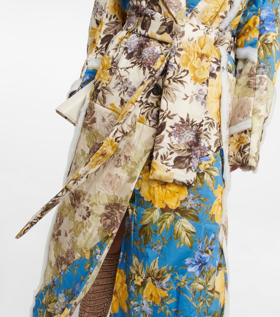 Floral patchwork padded cotton coat商品第5张图片规格展示