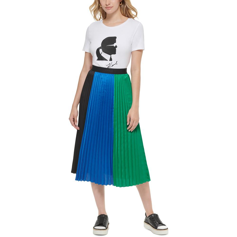 Women's Tri-Color Pleated Midi Skirt商品第4张图片规格展示