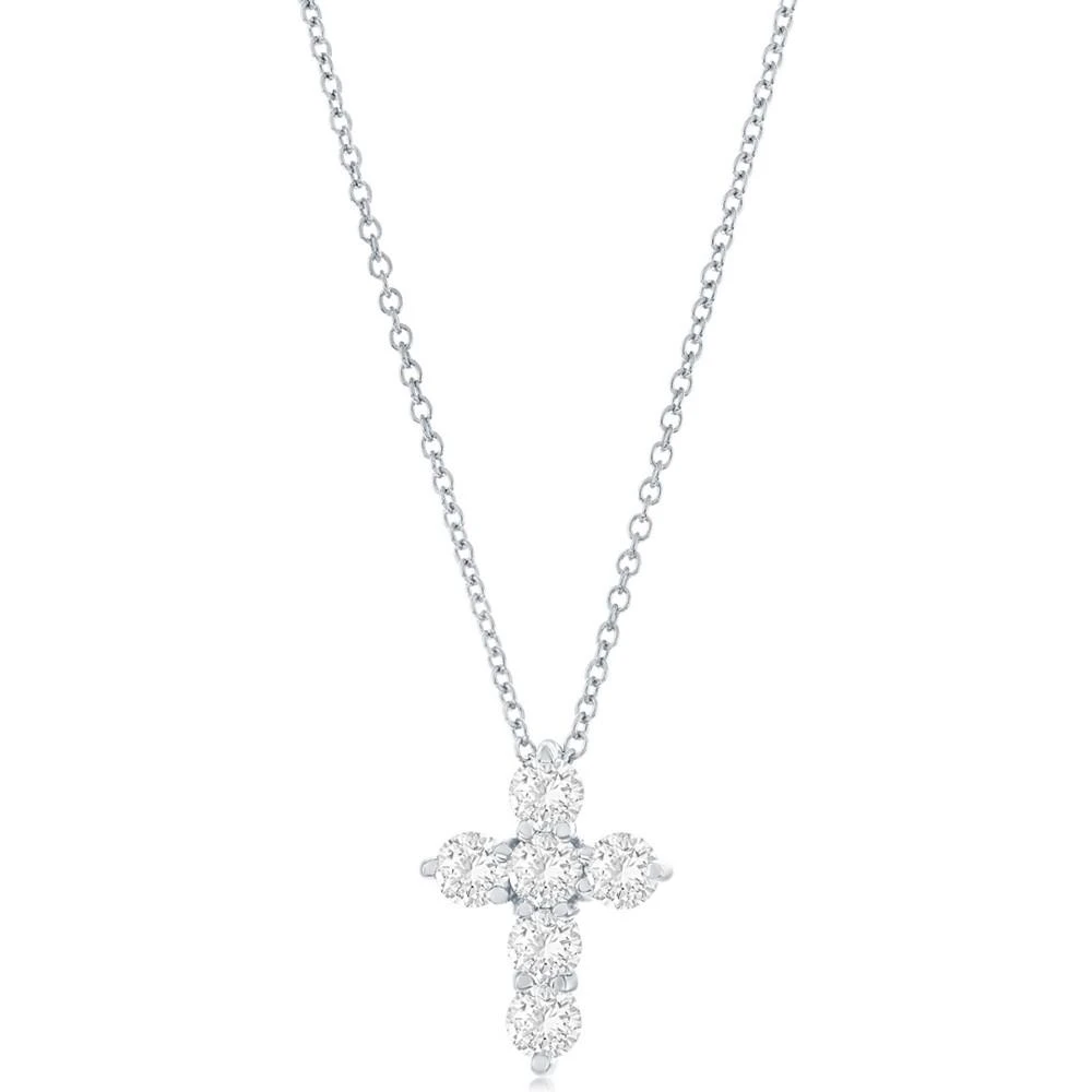 商品Macy's|Diamond Cross Pendant Necklace (3/4 ct. t.w.) in 14k White Gold, 16" + 2" Extender,价格¥13296,第3张图片详细描述