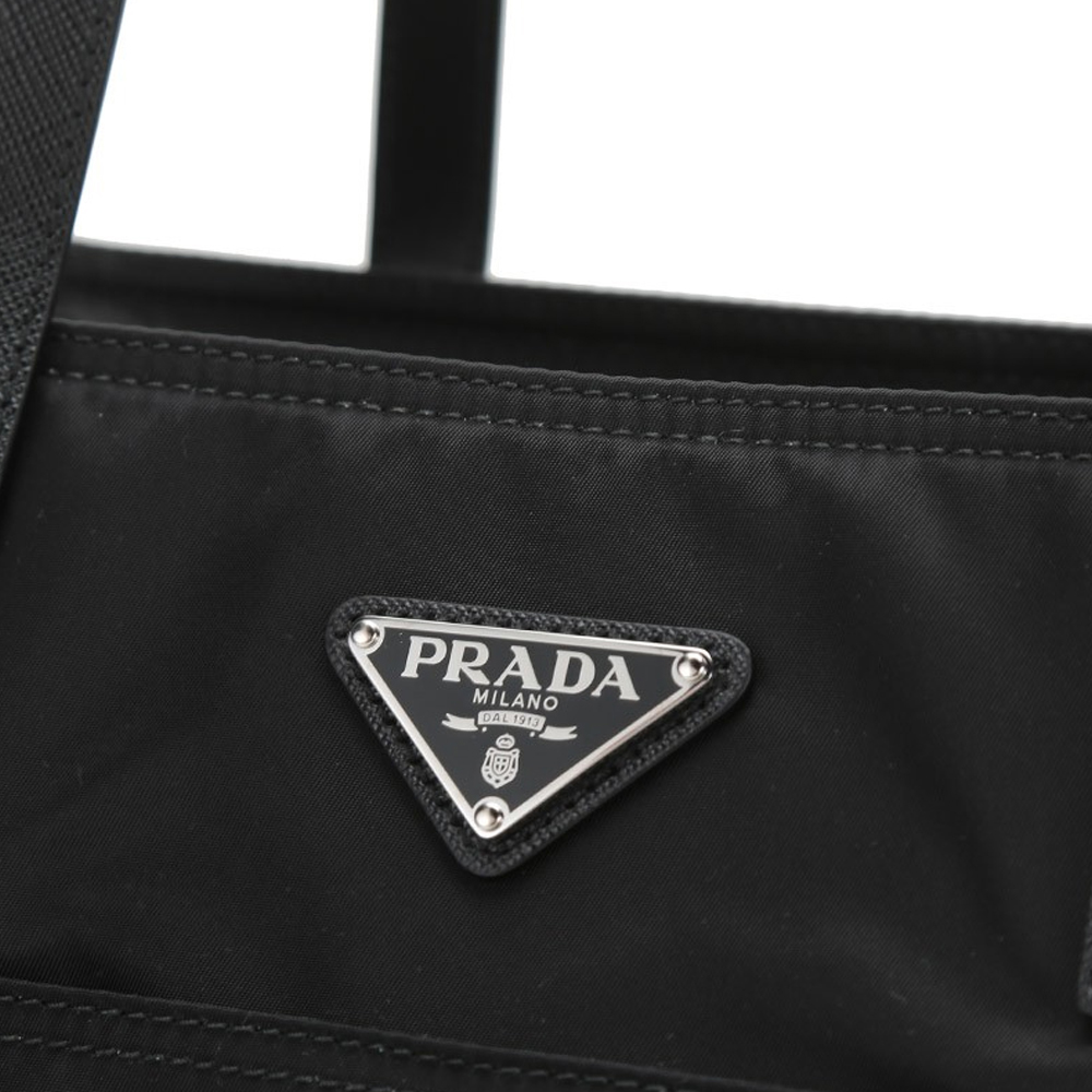 PRADA 女士黑色尼龙皮革托特包 1BG052-R064-F0002商品第4张图片规格展示