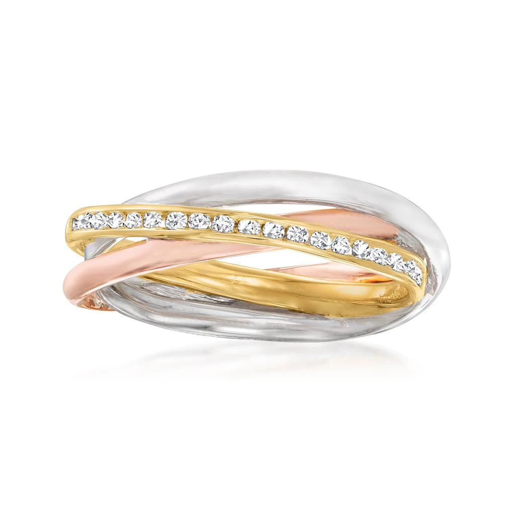 商品Ross-Simons|Diamond Rolling Ring in Tri-Colored Sterling Silver,价格¥1277,第1张图片